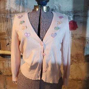 Voodoo Vixen Light Pink Heart Cardigan